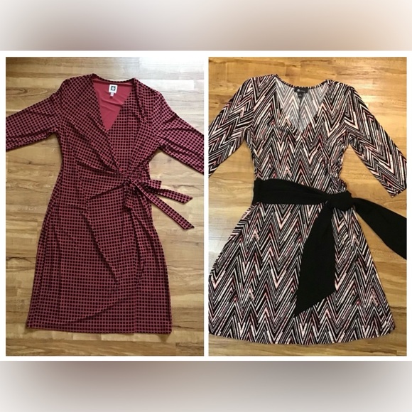 Lot of 2 Women’s Faux Wrap Dress Anne Klein & AB Studio - Picture 1 of 16